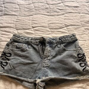 Aeropostale Gray Jean Shorts with Black Accents